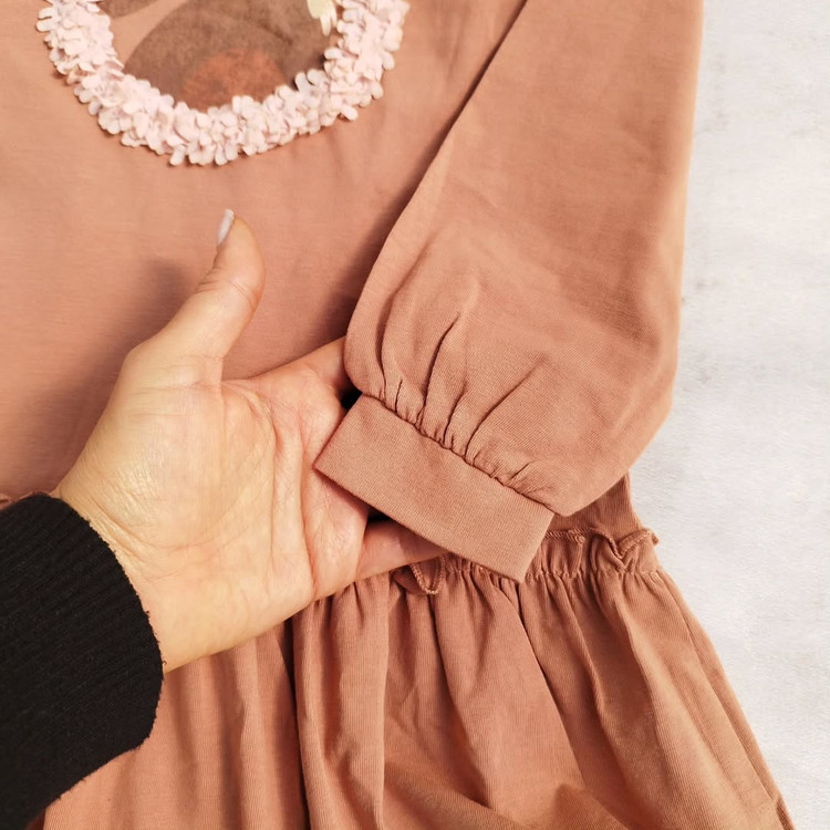 پیراهن دخترانه آستین مچدار