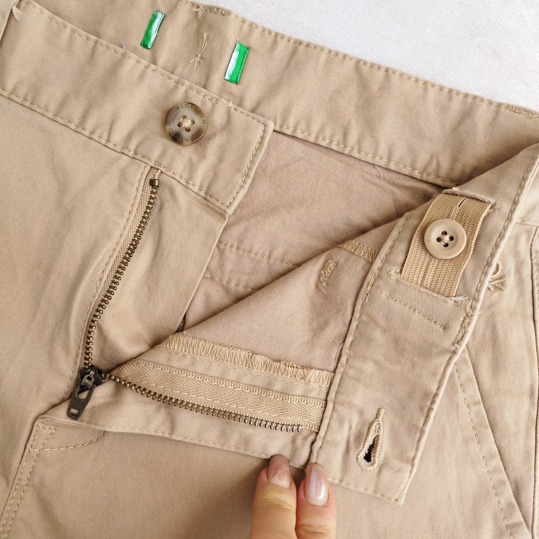 شلوار کتان با کش رگلاژ