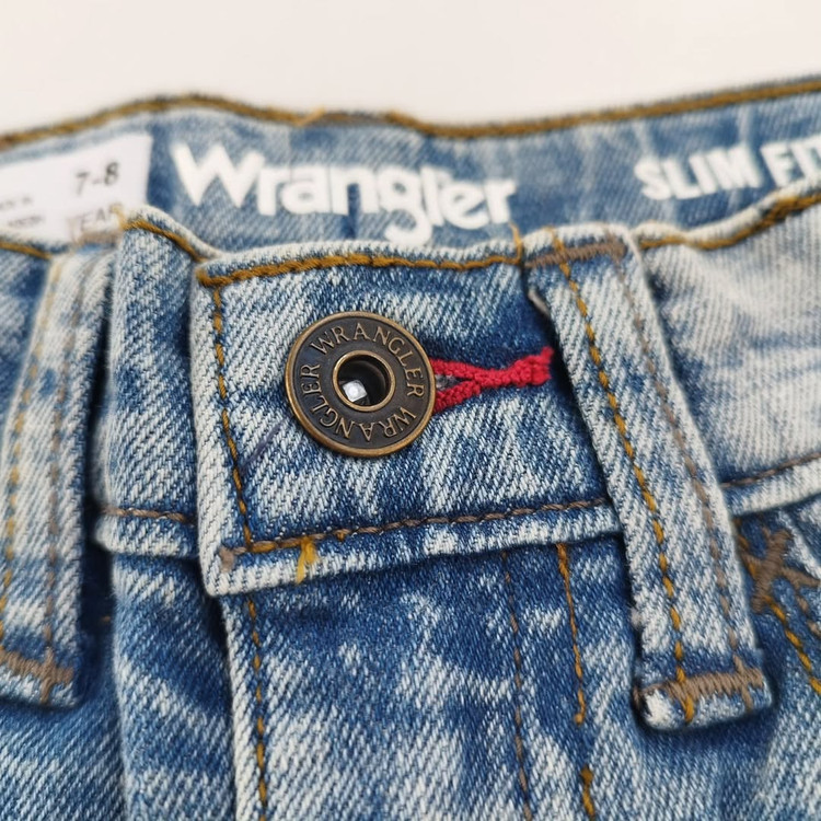 شلوار جین پسرانه Wrangler رنگ آبی سنگشور*ایراد دار*