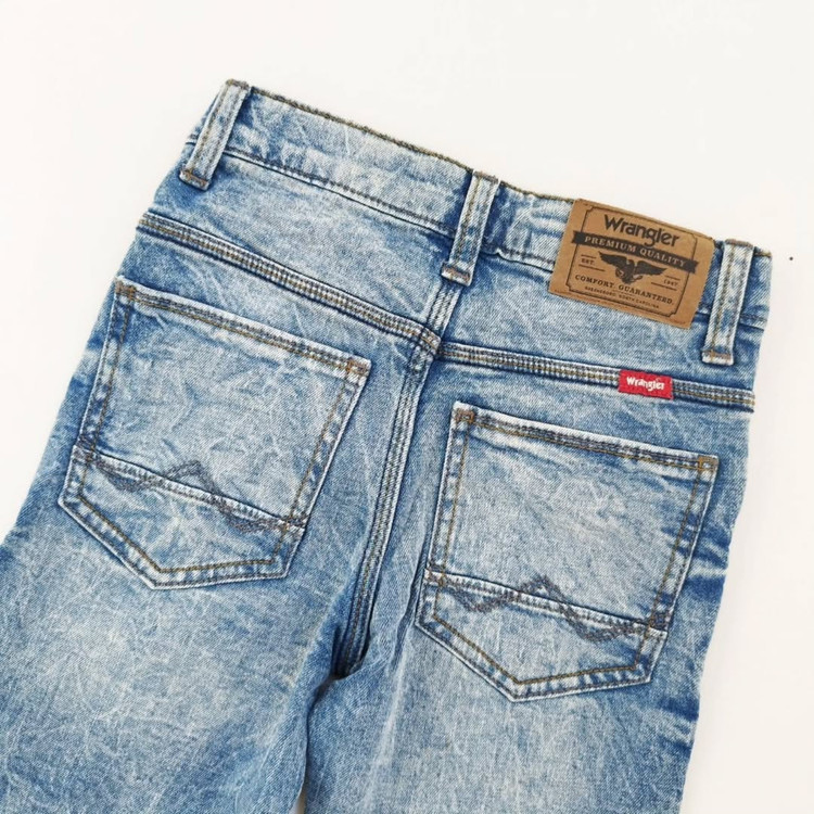 شلوار جین پسرانه Wrangler رنگ آبی سنگشور*ایراد دار*